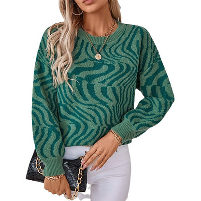 Zebra Print Crew Sweater