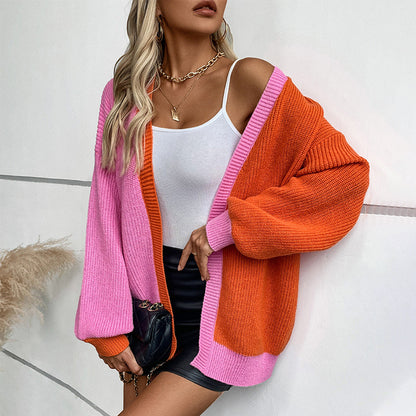 Colorblocked Loose Cardigan Jacket