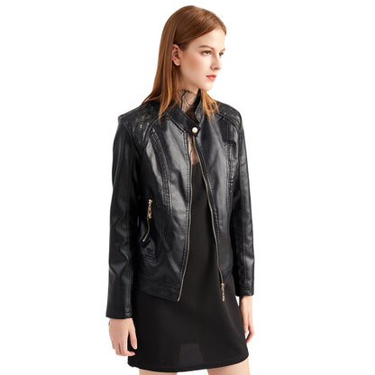 Standing Collar PU Leather Jacket