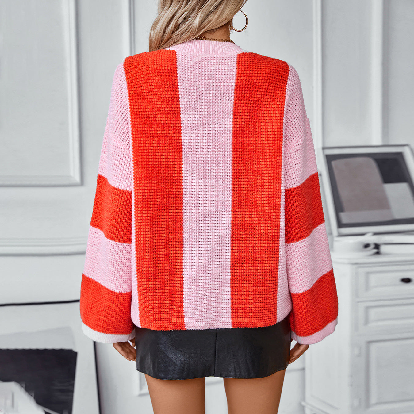 Loose Color-Collision Stripe Sweater