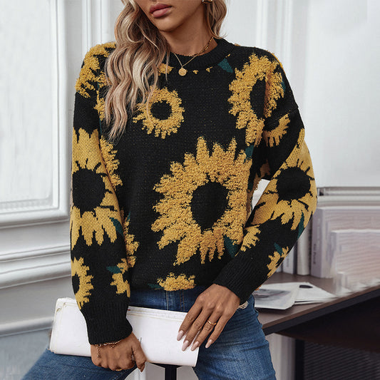 Sunflower Embroidery Sweater