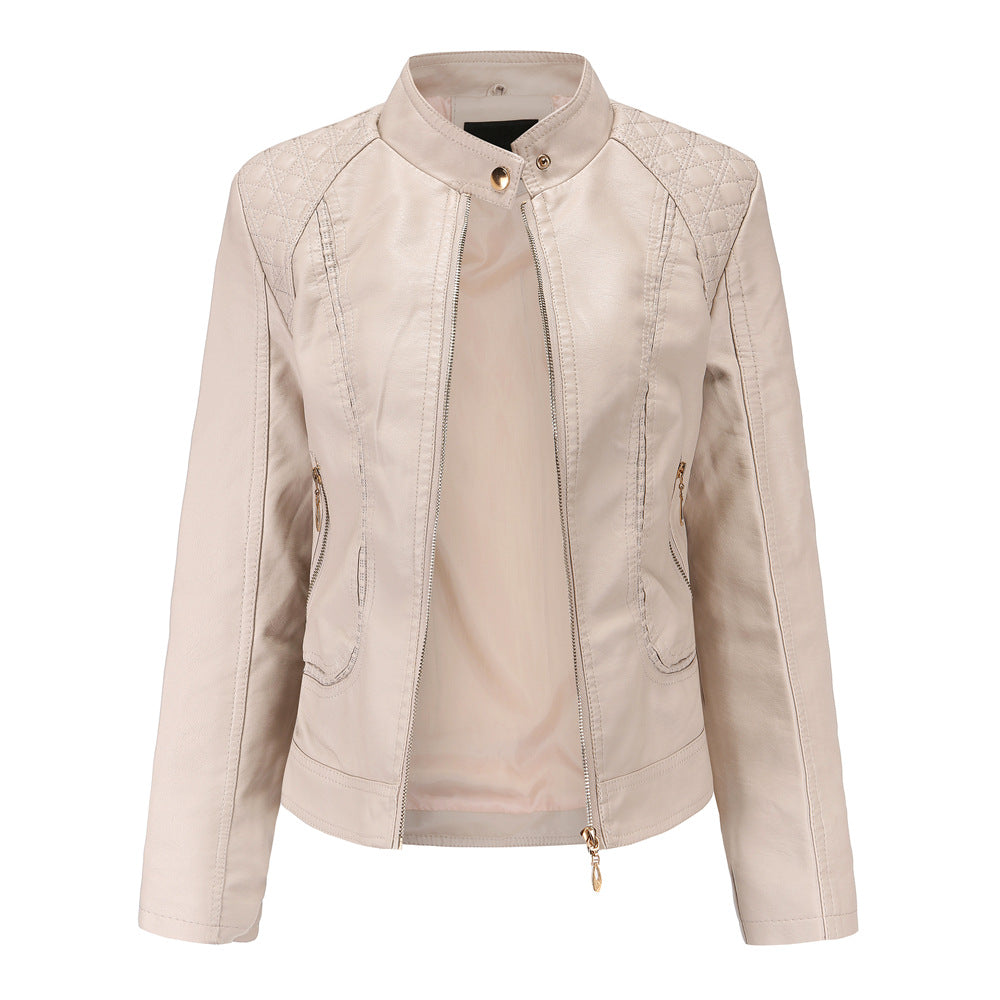 Standing Collar PU Leather Jacket