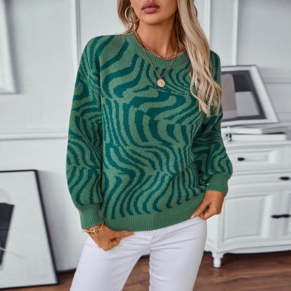 Zebra Print Crew Sweater