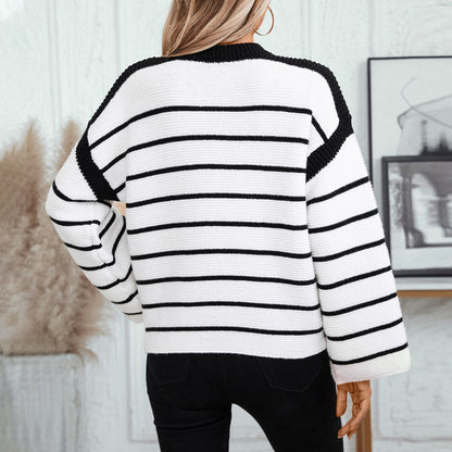 Round Neck Striped Sweater