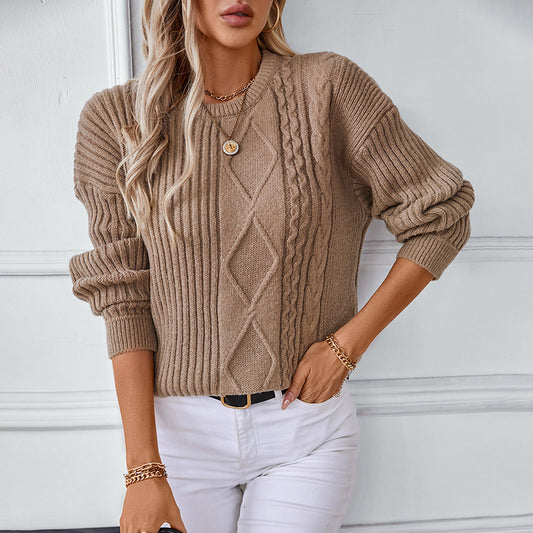 Solid Twisted Pullover Sweater