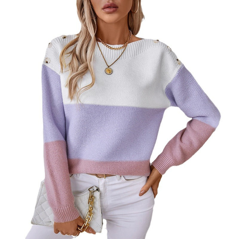 Colorblocked One Button Sweater