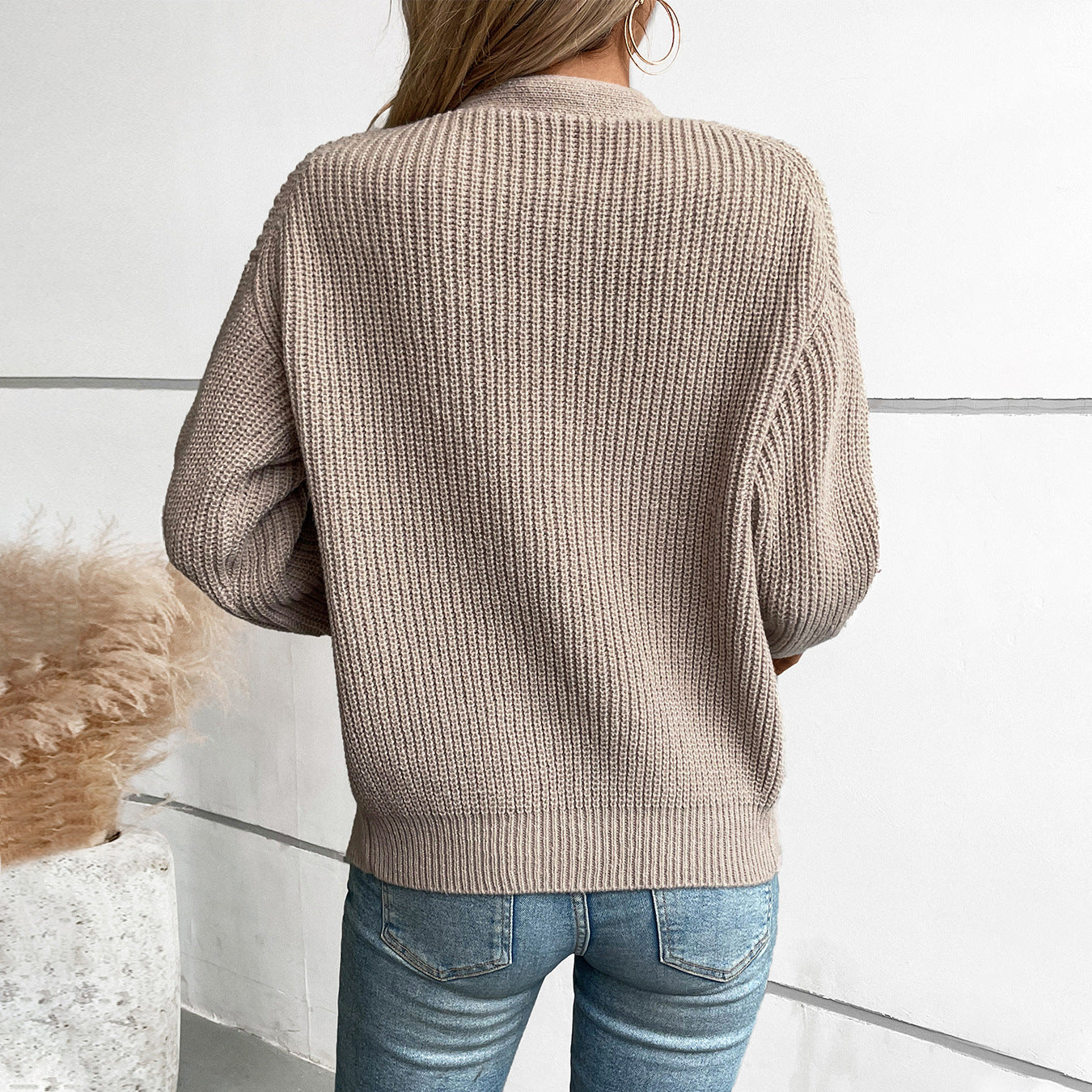 Loose V-Neck Knit Sweater