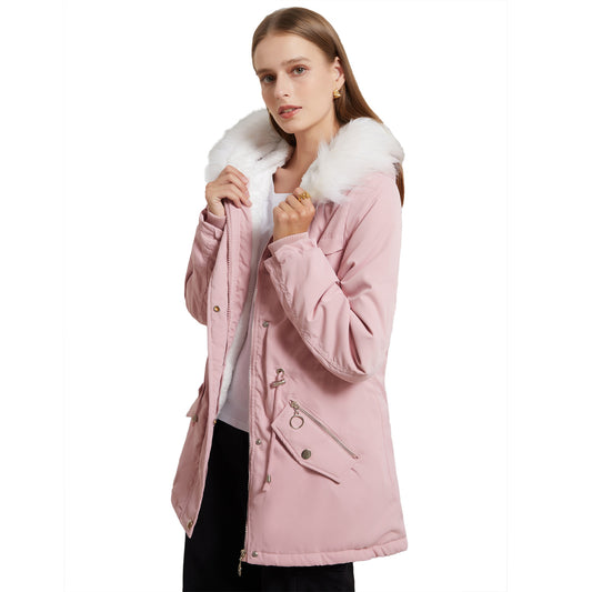 Mid-Length Fur Collar Jacket