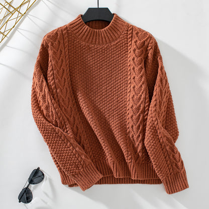 Loose High Neck Split Sweater