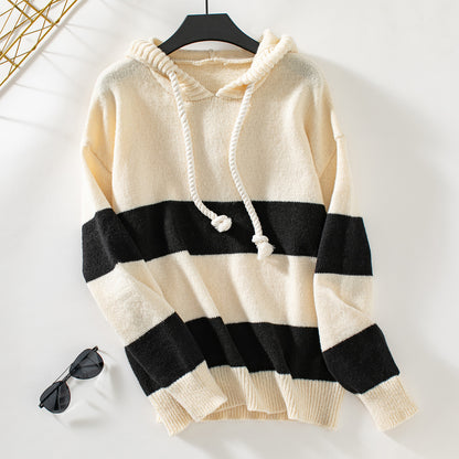 Hooded Color Clash Sweater