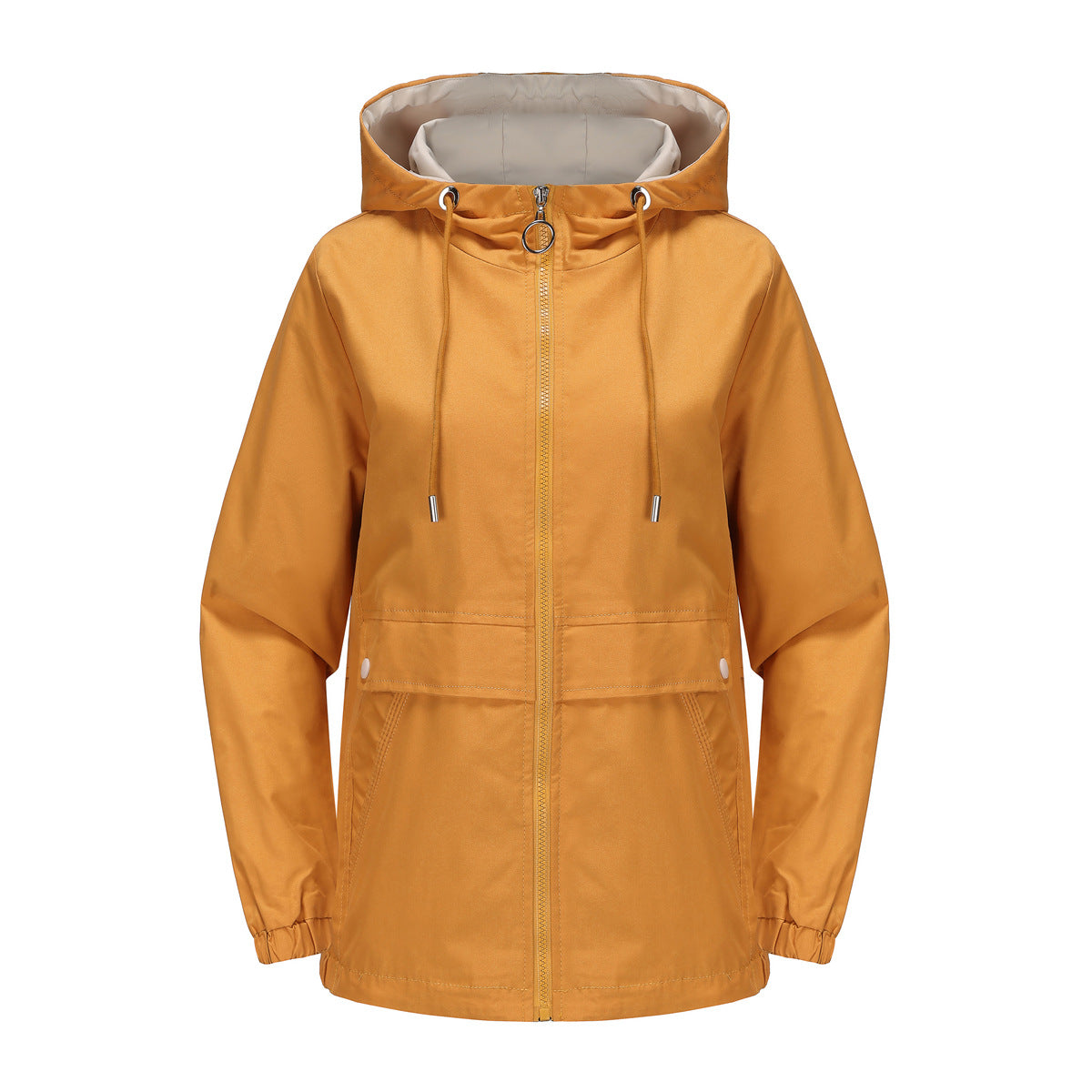 Hooded Solid Color Windbreaker