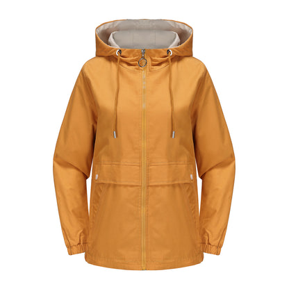 Hooded Solid Color Windbreaker