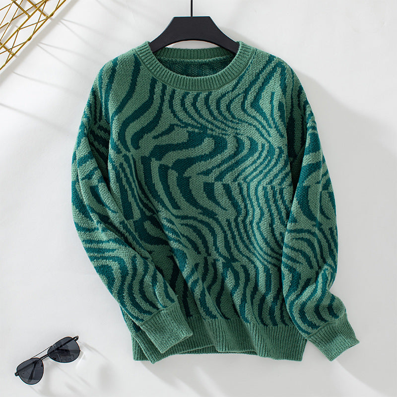 Zebra Print Crew Sweater