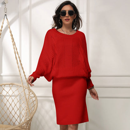 Loose Bat Sleeve Sweater Dress