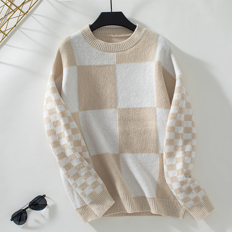 Colorblocked Checkered Sweater