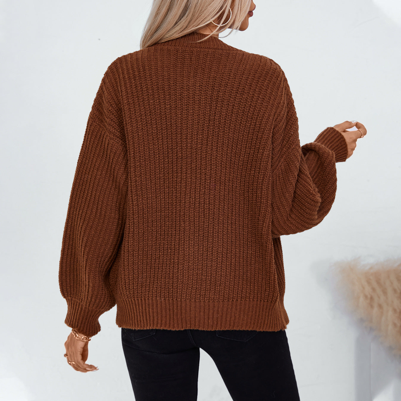 Solid Single-Breasted Knit Cardigan Coat