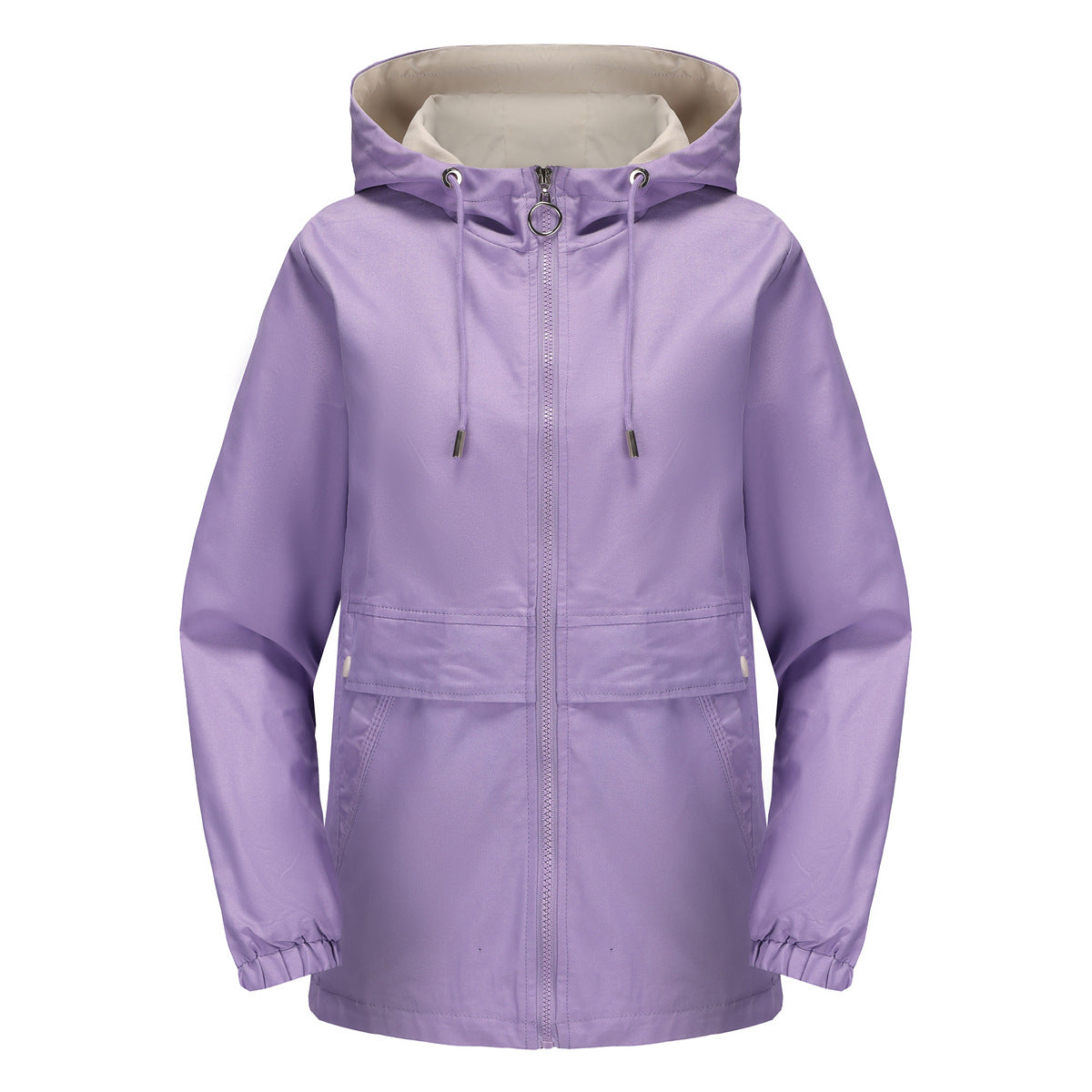 Hooded Solid Color Windbreaker