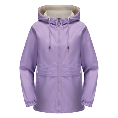 Hooded Solid Color Windbreaker