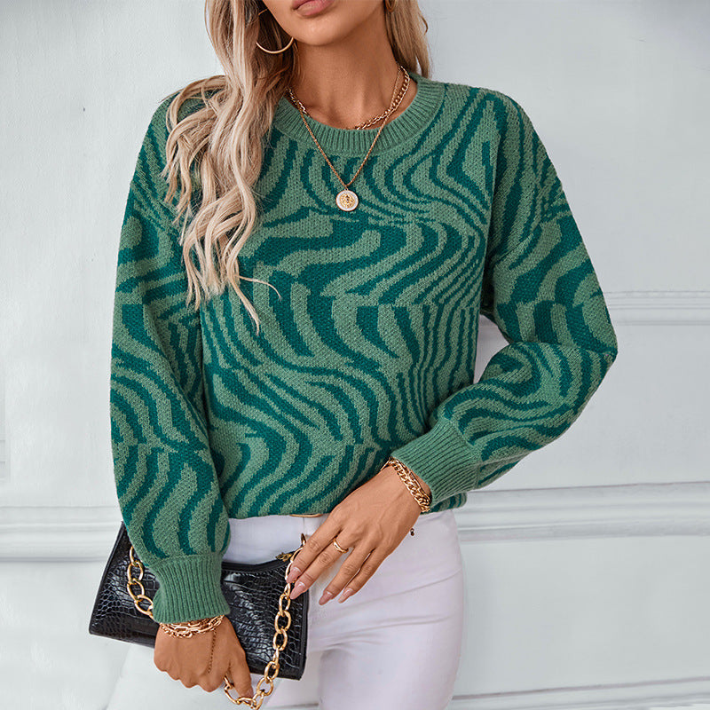 Zebra Print Crew Sweater