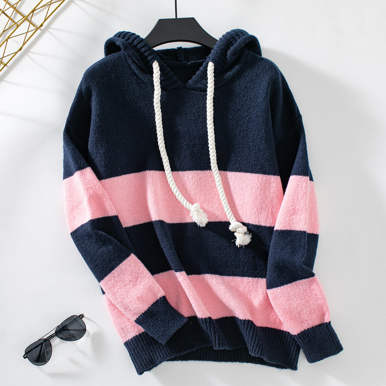 Hooded Color Clash Sweater