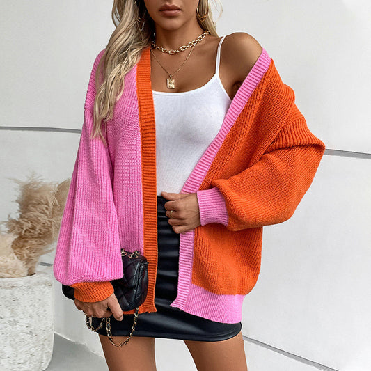 Colorblocked Loose Cardigan Jacket