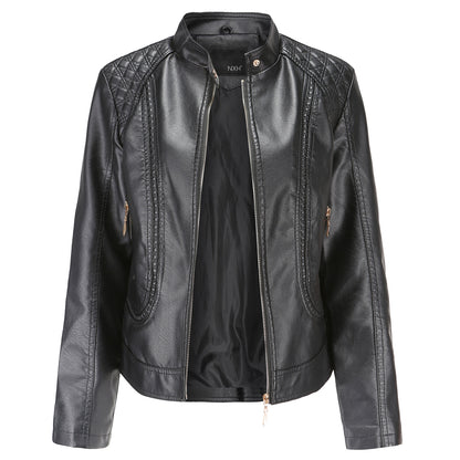 Standing Collar PU Leather Jacket