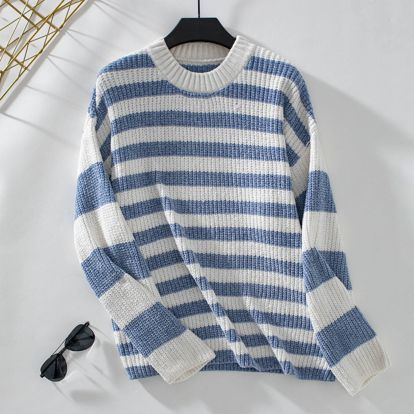 Colorblock Chenille Pullover Sweater