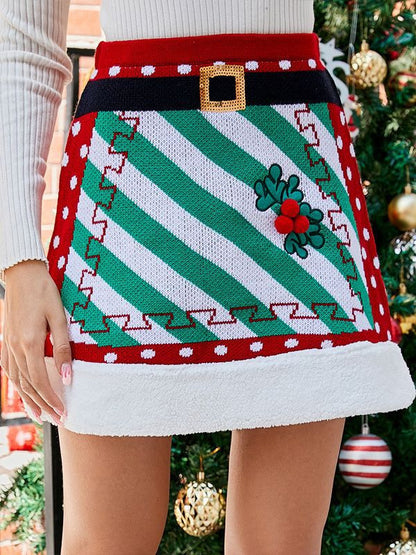 Christmas Patchwork A-Line Skirt