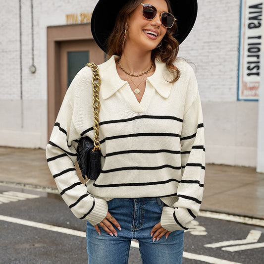 Polo Neck Striped Sweater