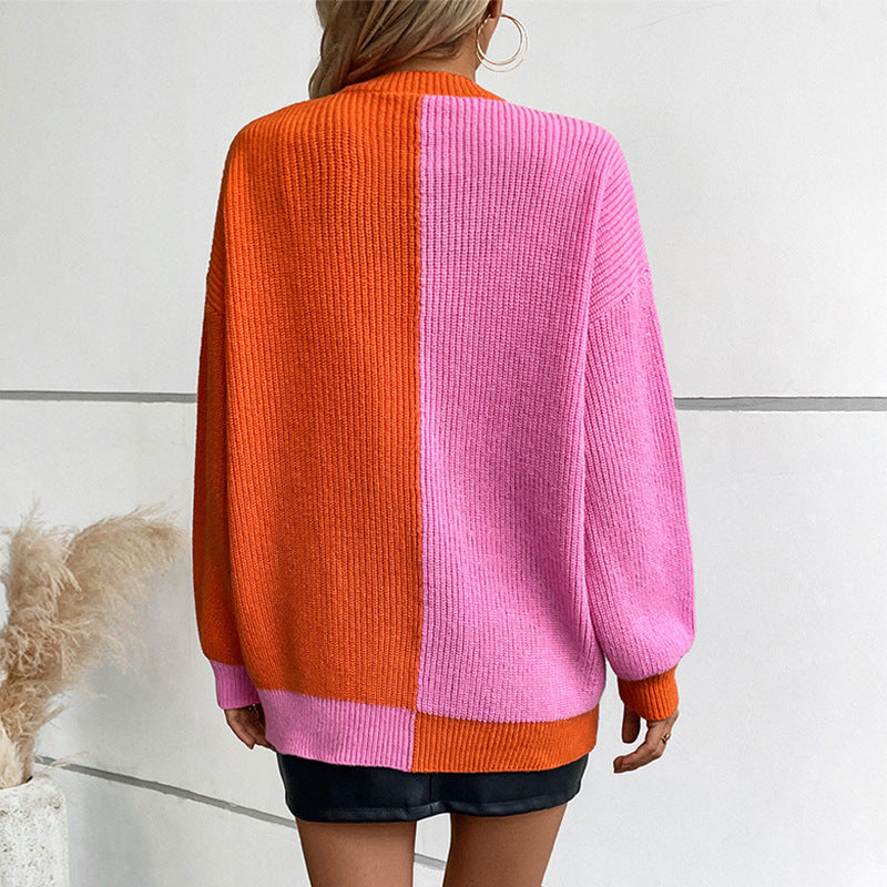 Colorblocked Loose Cardigan Jacket