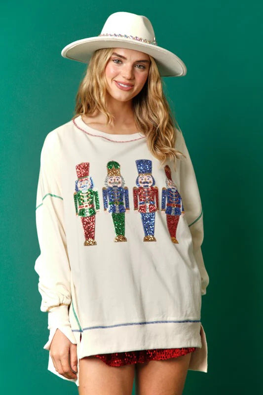 Sequinned Christmas Padded Sweatshirt