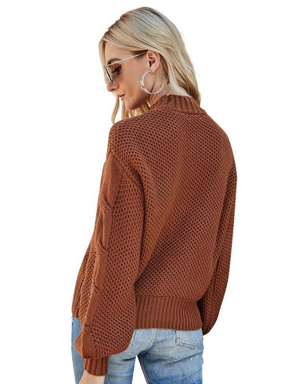 Twisted Flower Turtleneck Sweater