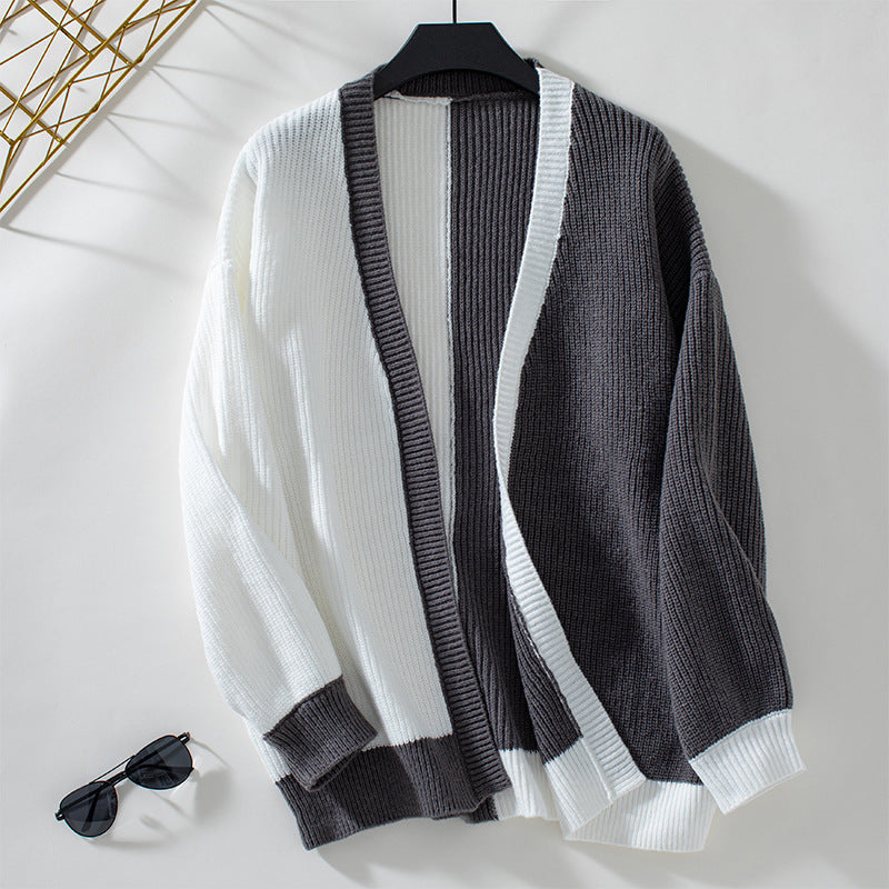 Colorblocked Loose Cardigan Jacket